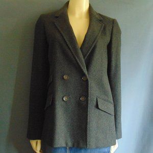 J. Crew Collection Gray Wool Blend Pinstriped Pea Coat Jacket 8